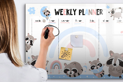 Beschrijfbaar magneetbord van glas met design Weekplanner voor kinderen