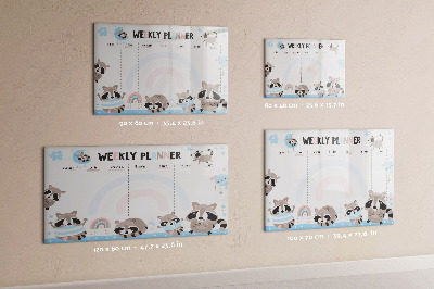 Beschrijfbaar magneetbord van glas met design Weekplanner voor kinderen