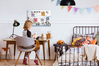 Beschrijfbaar magneetbord van glas met design Weekplanner voor kinderen