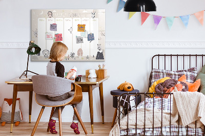 Beschrijfbaar magneetbord van glas met design Weekplan