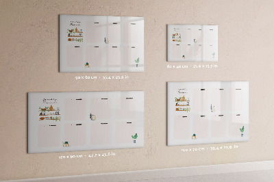 Magnetisch planbord voor de muur van bedrukt glas Wekelijkse planner
