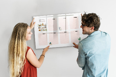 Magnetisch planbord voor de muur van bedrukt glas Wekelijkse planner