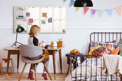 Beschrijfbaar magneetbord van glas met design Wekelijkse planner