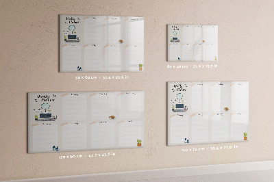 Beschrijfbaar magneetbord van glas met design Wekelijkse planner