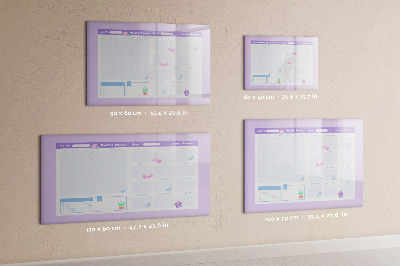 Uitwisbaar glazen planbord met magnetische functie Roze jaarplanner