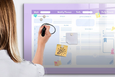 Beschrijfbaar magneetbord van glas met design Roze jaarplanner