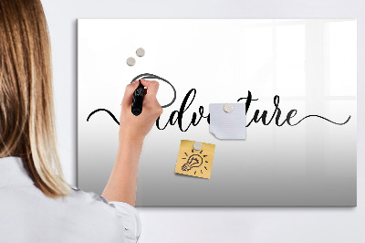 Magnetisch planbord voor de muur van bedrukt glas Avontuurlijke inscriptie