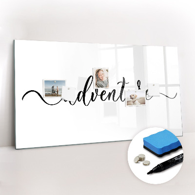 Magnetisch planbord voor de muur van bedrukt glas Avontuurlijke inscriptie