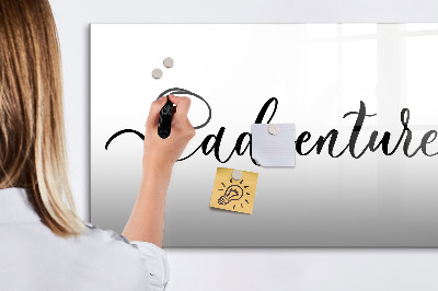 Magnetisch planbord voor de muur van bedrukt glas Avontuurlijke inscriptie