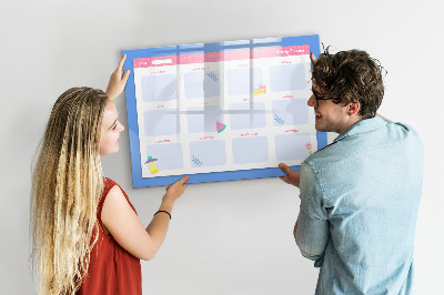 Magnetisch planbord voor de muur van bedrukt glas Maandplanner