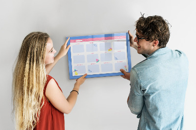 Magnetisch planbord voor de muur van bedrukt glas Maandplanner