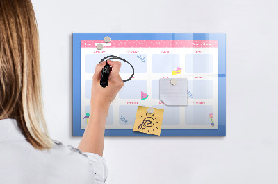 Magnetisch planbord voor de muur van bedrukt glas Maandplanner