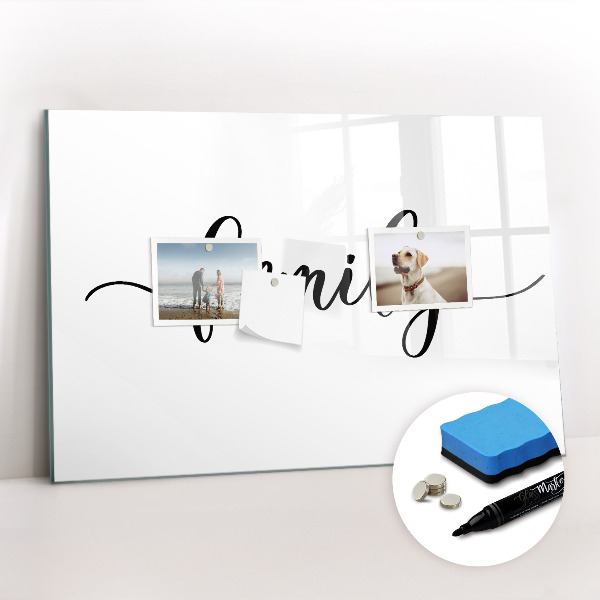 Uitwisbaar glazen planbord met magnetische functie De inscriptiefamilie