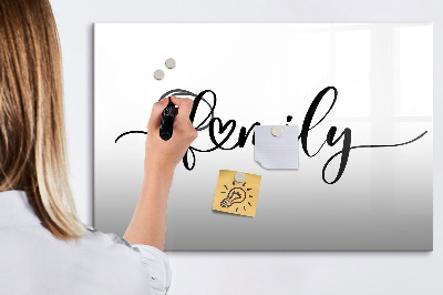 Uitwisbaar glazen planbord met magnetische functie De inscriptiefamilie