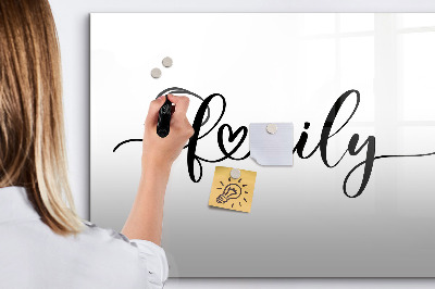 Uitwisbaar glazen planbord met magnetische functie De inscriptiefamilie