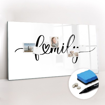 Uitwisbaar glazen planbord met magnetische functie De inscriptiefamilie