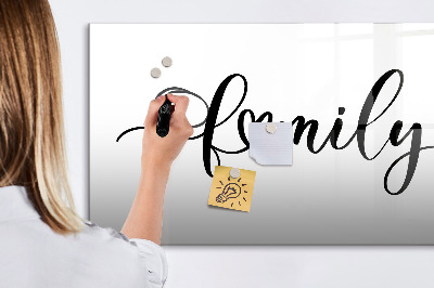 Uitwisbaar glazen planbord met magnetische functie De inscriptiefamilie