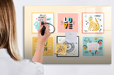 Beschrijfbaar magneetbord van glas met design Motiverende slogans