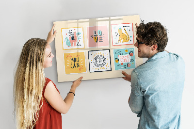 Beschrijfbaar magneetbord van glas met design Motiverende slogans