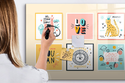 Beschrijfbaar magneetbord van glas met design Motiverende slogans