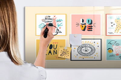 Beschrijfbaar magneetbord van glas met design Motiverende slogans