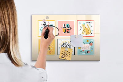 Beschrijfbaar magneetbord van glas met design Motiverende slogans