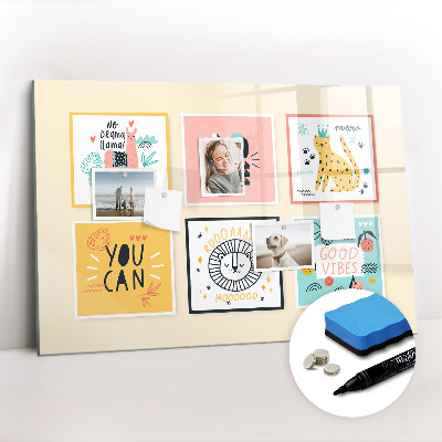 Beschrijfbaar magneetbord van glas met design Motiverende slogans