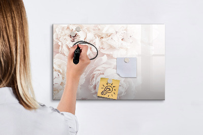 Magnetisch planbord voor de muur van bedrukt glas Pioenrozen