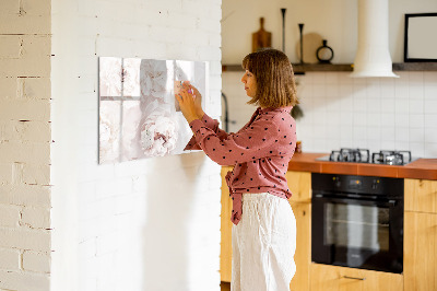 Magnetisch planbord voor de muur van bedrukt glas Pioenrozen