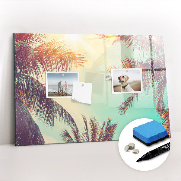 Uitwisbaar glazen planbord met magnetische functie Tropische palmbomen