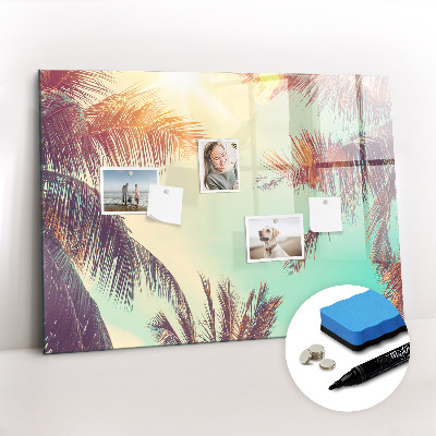 Uitwisbaar glazen planbord met magnetische functie Tropische palmbomen