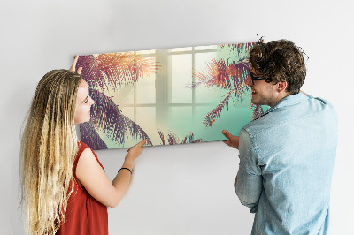 Uitwisbaar glazen planbord met magnetische functie Tropische palmbomen