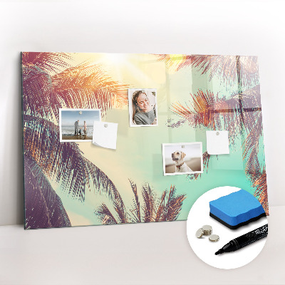 Uitwisbaar glazen planbord met magnetische functie Tropische palmbomen