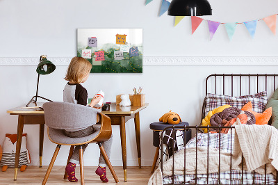 Beschrijfbaar magneetbord van glas met design Abstracte bladeren