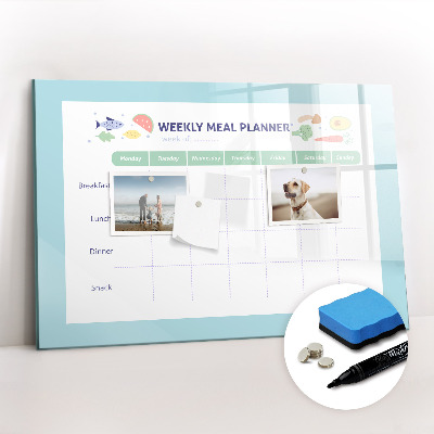 Uitwisbaar glazen planbord met magnetische functie Maaltijdplanner