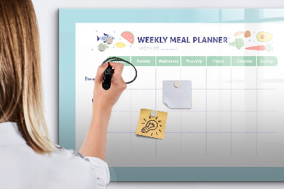 Uitwisbaar glazen planbord met magnetische functie Maaltijdplanner