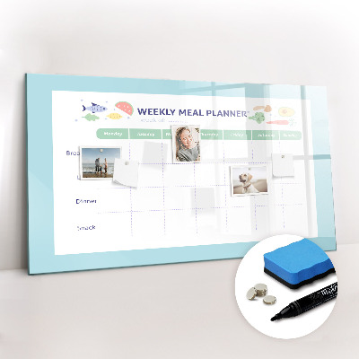 Uitwisbaar glazen planbord met magnetische functie Maaltijdplanner
