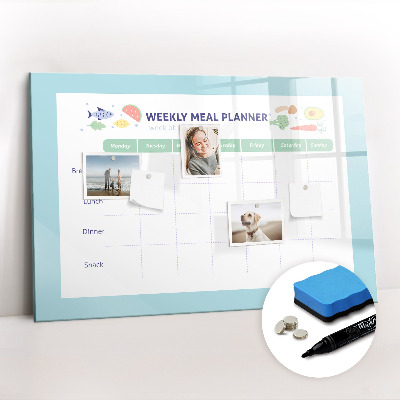 Uitwisbaar glazen planbord met magnetische functie Maaltijdplanner