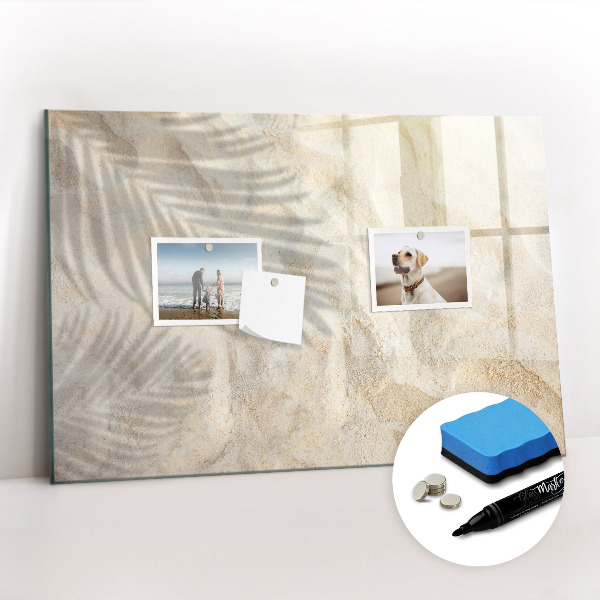 Magnetisch planbord voor de muur van bedrukt glas Palmboom schaduwzand