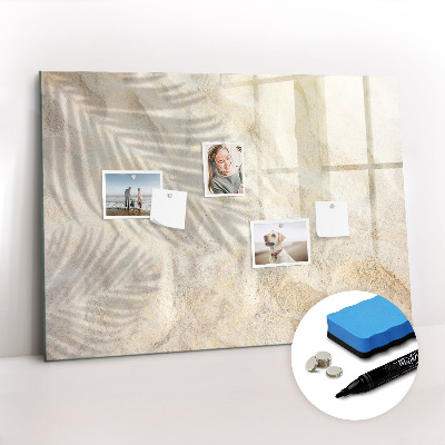 Magnetisch planbord voor de muur van bedrukt glas Palmboom schaduwzand