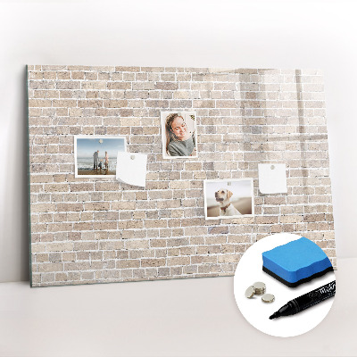 Magnetisch planbord voor de muur van bedrukt glas Bakstenen muur