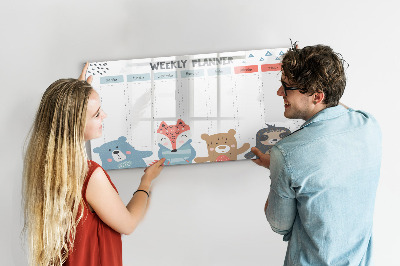 Uitwisbaar glazen planbord met magnetische functie Wekelijks schema