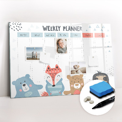 Uitwisbaar glazen planbord met magnetische functie Wekelijks schema