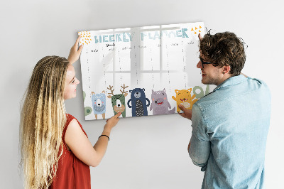Beschrijfbaar magneetbord van glas met design Weekplanner voor kinderen