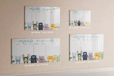 Beschrijfbaar magneetbord van glas met design Weekplanner voor kinderen