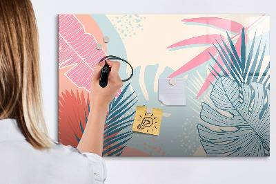 Magnetisch planbord voor de muur van bedrukt glas Pastelkleurige bladeren