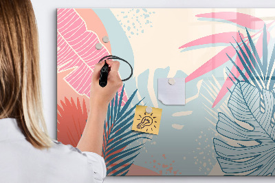 Magnetisch planbord voor de muur van bedrukt glas Pastelkleurige bladeren