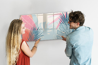 Magnetisch planbord voor de muur van bedrukt glas Pastelkleurige bladeren