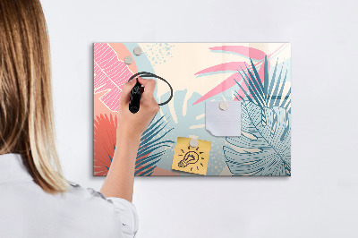 Magnetisch planbord voor de muur van bedrukt glas Pastelkleurige bladeren