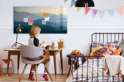 Uitwisbaar glazen planbord met magnetische functie Abstract landschap